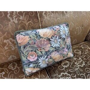 Vintage Floral Tapestry Throw Pillow, Cottagecore Chic Decor, Sofa or Bed Pillow
